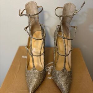 Christian Louboutin Glittering Gold Strappy Heels
